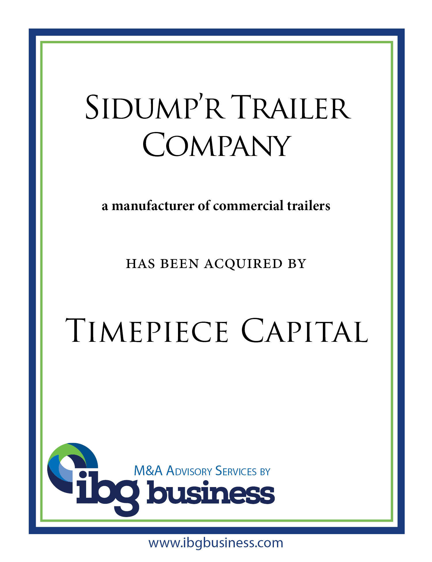 Sidumpr Trailer & Timepiece Capital