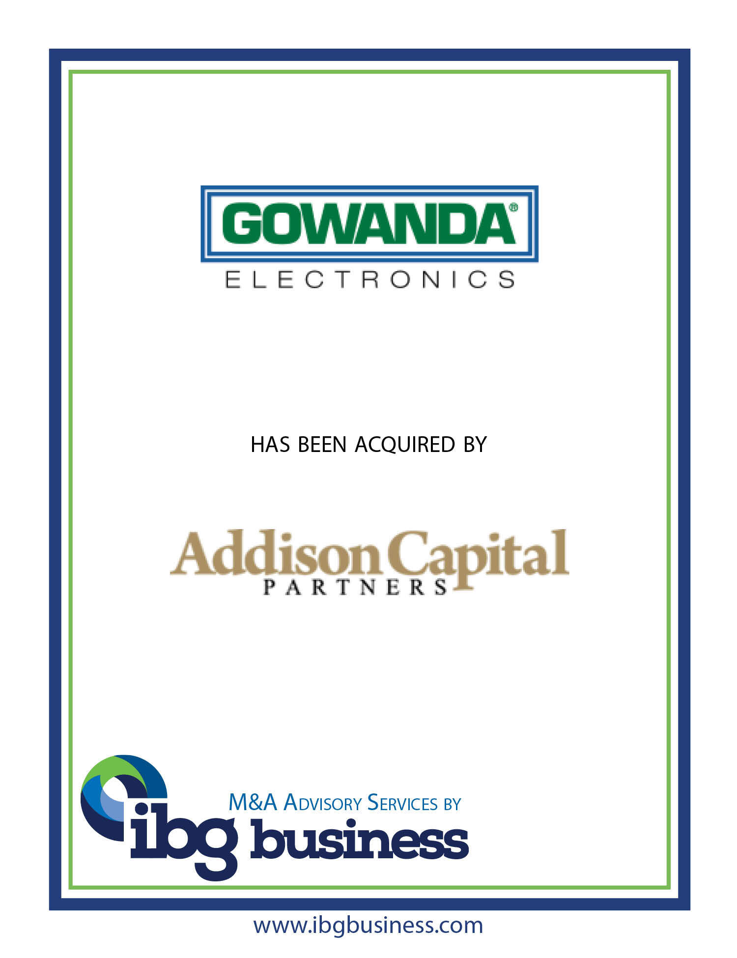 Gowanda Electronics & Addison Capital Partners