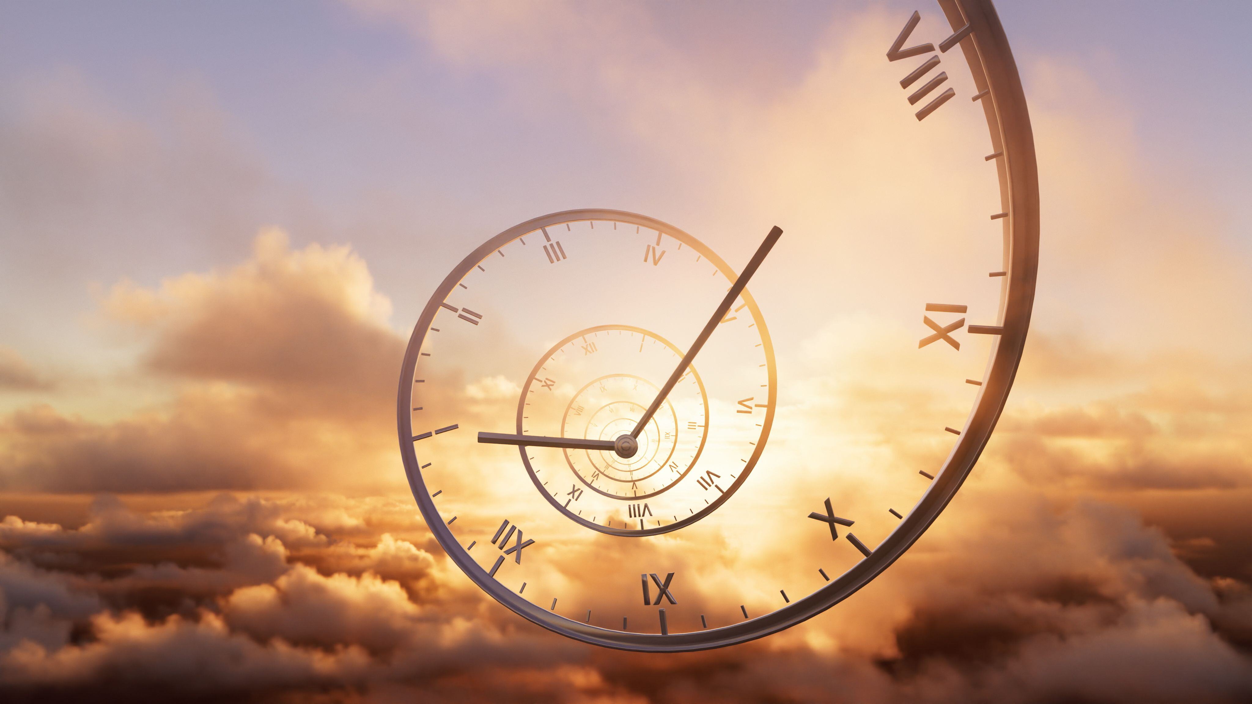 Time Is Flying By - Spiral Clock And Cloudscape